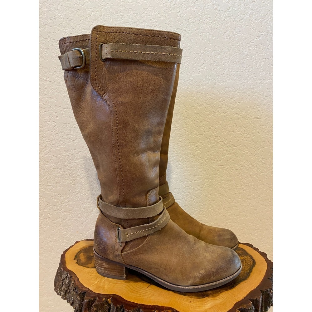 UGG Darcie Tall Riding Boots Size 9 Distressed Brown Leather Western Festival